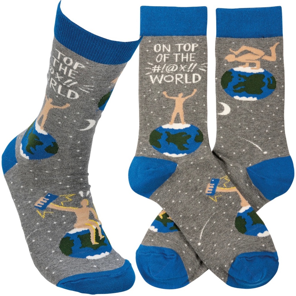 EARTH and HUMAN EXERCISE Unisex Socks Whimsical Fun Humorous Positive Gifts